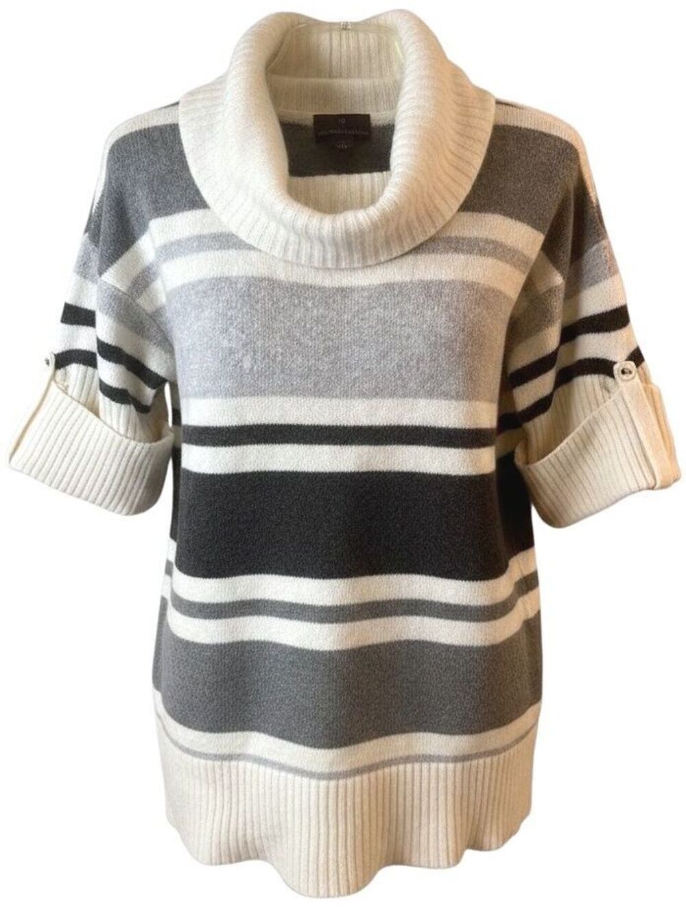 Fenn Wright Manson Lambswool Angora Striped Col Neck Sweater Tunic Size Medium